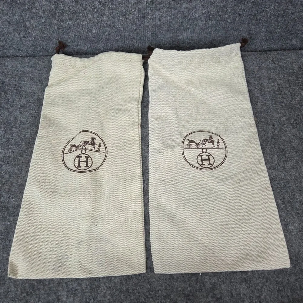 EMPTY Hermes Dust Bags for Sandals Draw string top 13.75” x 6” Pair - Picture 1 of 5